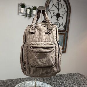 RARE Denim biker patchwork and patches Paradise backpack from‎ Marc Jacobs. Marc Jacobs Paradise Patchwork Biker Backpack main image 2